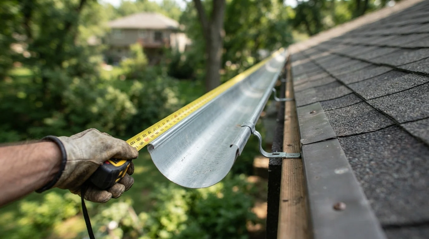 On-site half round gutter sizing and measurement