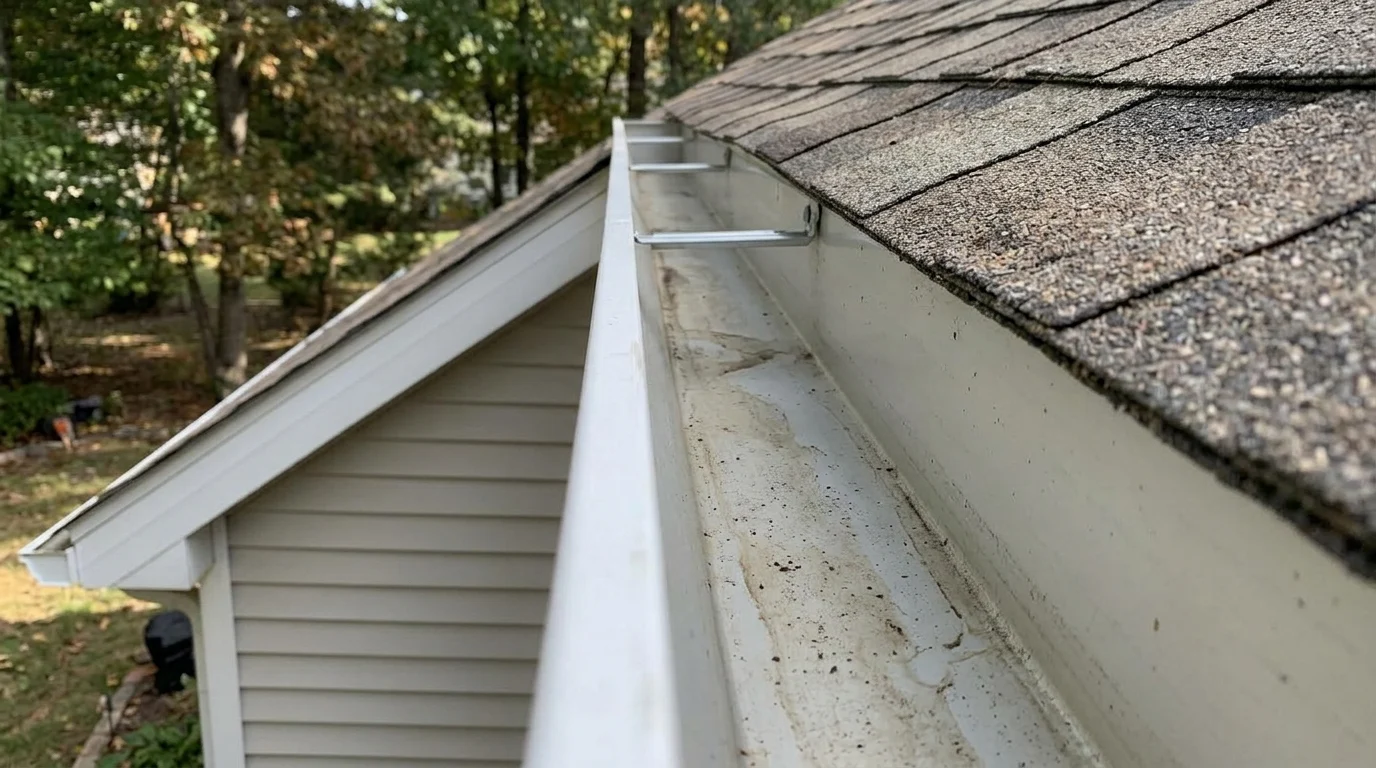 Clean gutter after debris removal and maintenance