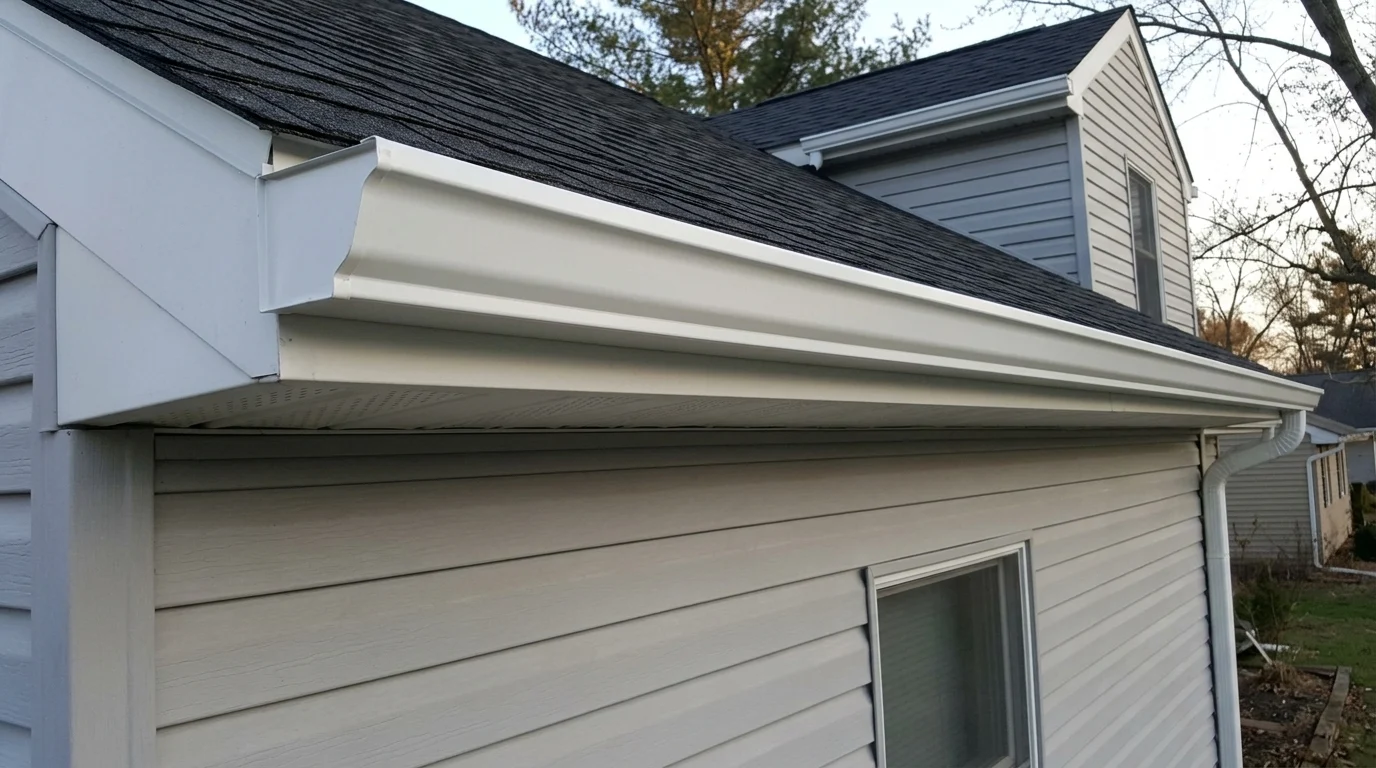 Straight, properly sloped gutter after hanger and slope adjustment